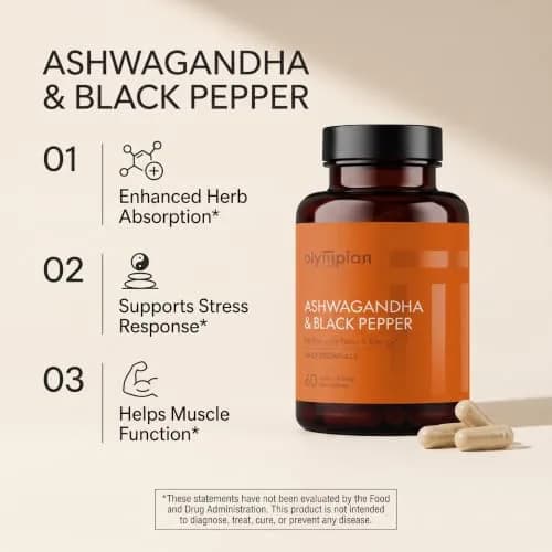 Olympian Labs Organic Ashwagandha with Black Pepper Supports Brain, Muscle & Memory - 60 Vegan Capsules thumbnail 3
