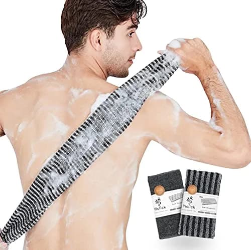 Yiclick Exfoliating Body Scrubber Black | Japanese Loofah for Men Women (40 inch, 2 Pack) thumbnail 1