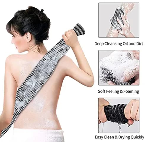 Yiclick Exfoliating Body Scrubber Black | Japanese Loofah for Men Women (40 inch, 2 Pack) thumbnail 3