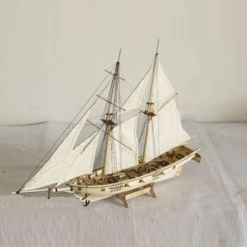 HAPYLY Scale DIY Hobby Wooden Ship Model Kit 1:130 (38cm x 13cm x 27cm) | Classic Sailing Boat Assembly for Adults — 1:100