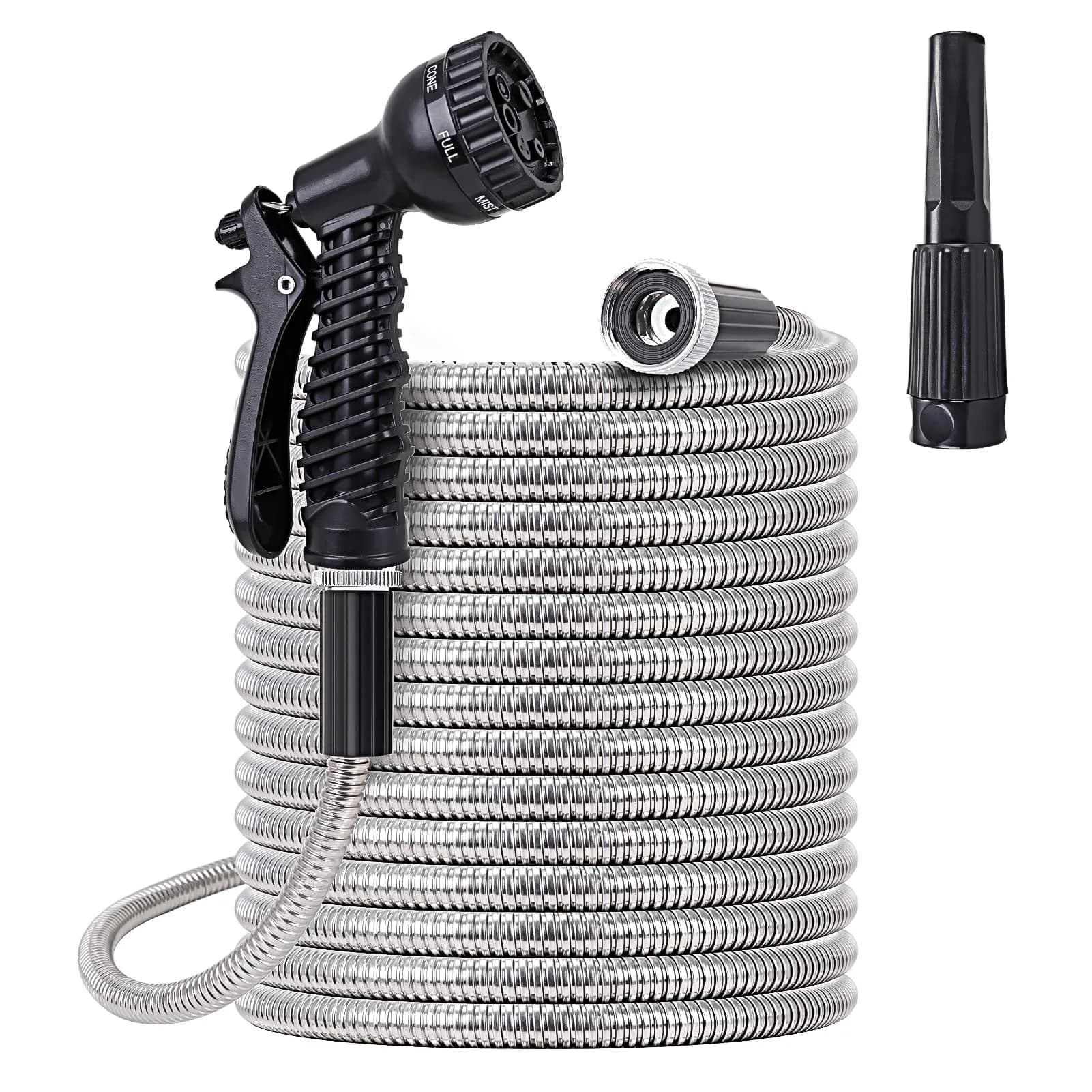 FOXEASE Stainless Steel Garden Hose 50 ft | Heavy Duty, Kink & Tangle Free, Dog Proof - main product image