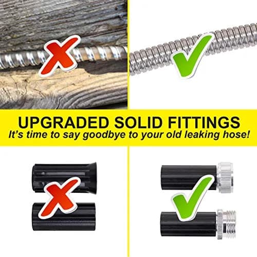 FOXEASE Stainless Steel Garden Hose 50 ft | Heavy Duty, Kink & Tangle Free, Dog Proof thumbnail 2