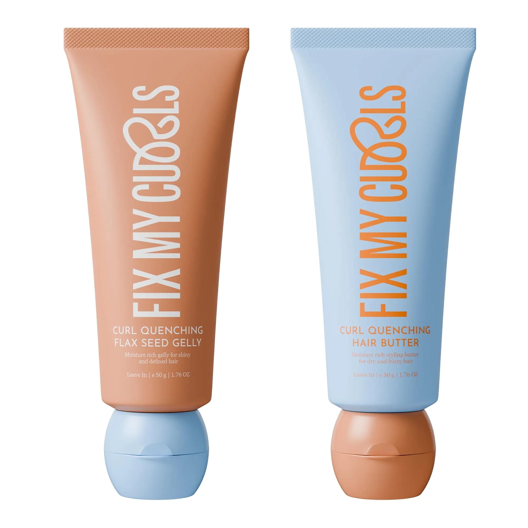 Fix My Curls Curl Quenching Moisture Styling Duo | For Curly, Wavy, Dry, Frizzy Hair | Aloe Vera, Chia Seed | Silicone Free | Frizz Control | 50g Each — 50g Each