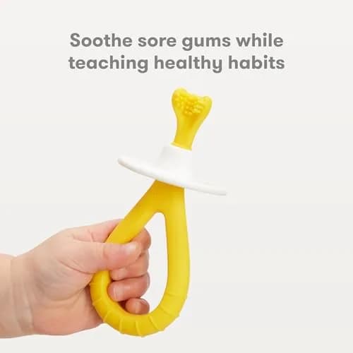 Frida Baby Training Toothbrush Yellow | Soft Silicone Bristles for 6M+ Babies thumbnail 2