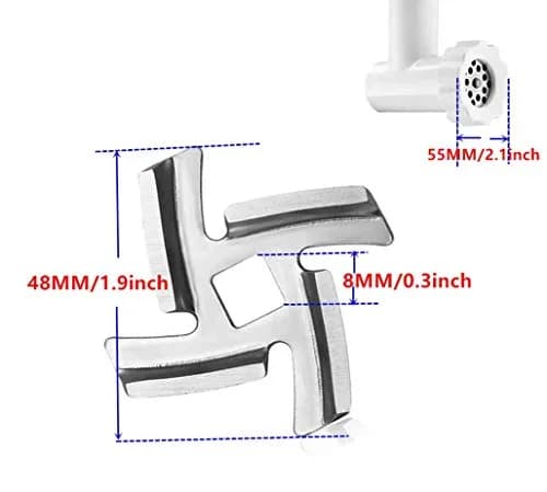 MIZORLIE Size 5 Meat Grinder Blade Stainless Steel 48mm Diagonal (2-Pack) | Sharp Replacement for Grinders & Mixers thumbnail 2