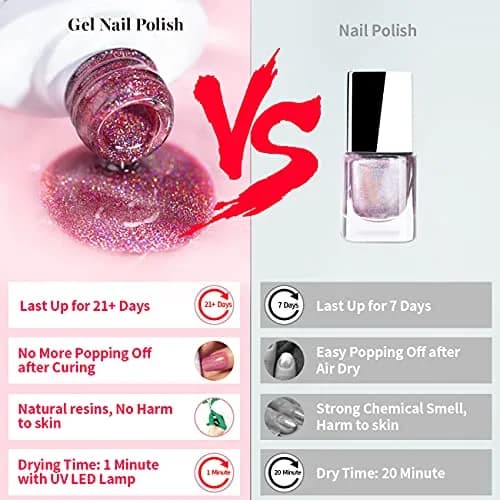 RARJSM Holographic Gel Nail Polish Rose Gold RAR73 7.5ml (0.25 Fl Oz) | Mermaid Unicorn Effect Glitter thumbnail 6