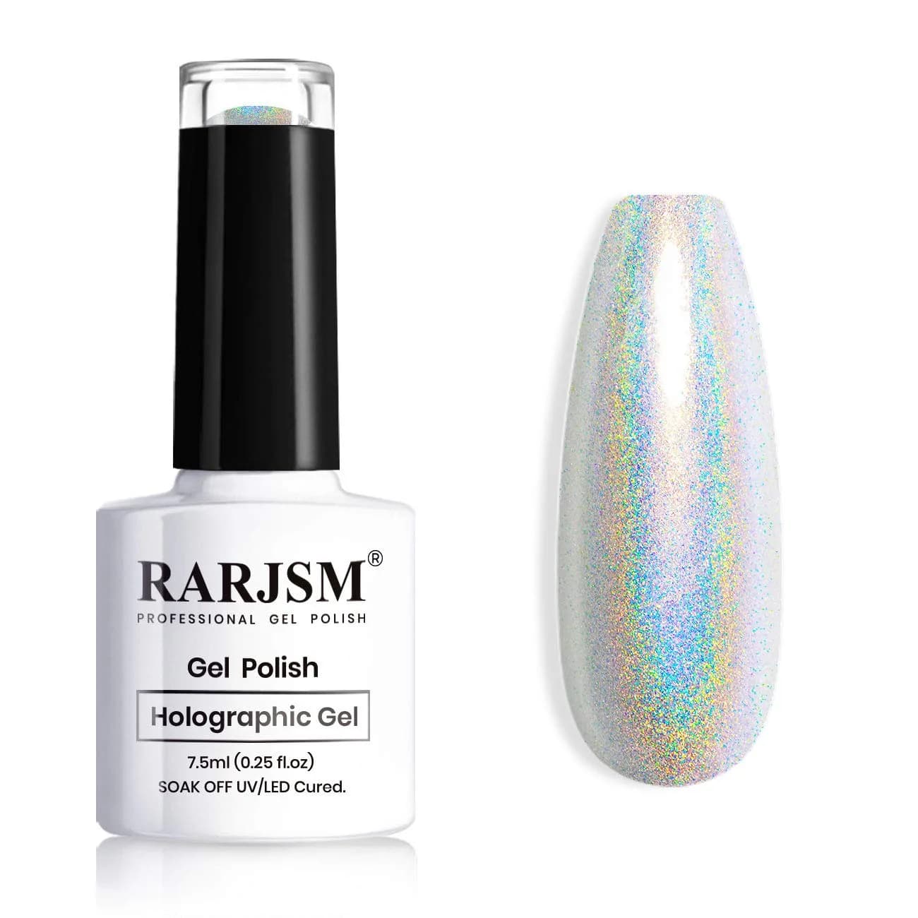 RARJSM Holographic Gel Nail Polish Rose Gold RAR73 7.5ml (0.25 Fl Oz) | Mermaid Unicorn Effect Glitter — Silver Holographic