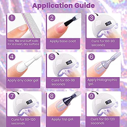RARJSM Silver Holographic Gel Nail Polish 7.5ml (0.25 Fl Oz) | Salon Quality Sparkle thumbnail 7