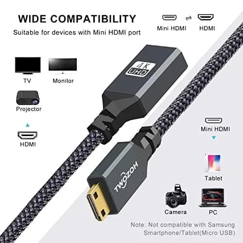 Twozoh Mini HDMI to HDMI Adapter 20cm (0.6FT) | Supports 4K@60Hz, 1080P, 3D thumbnail 2