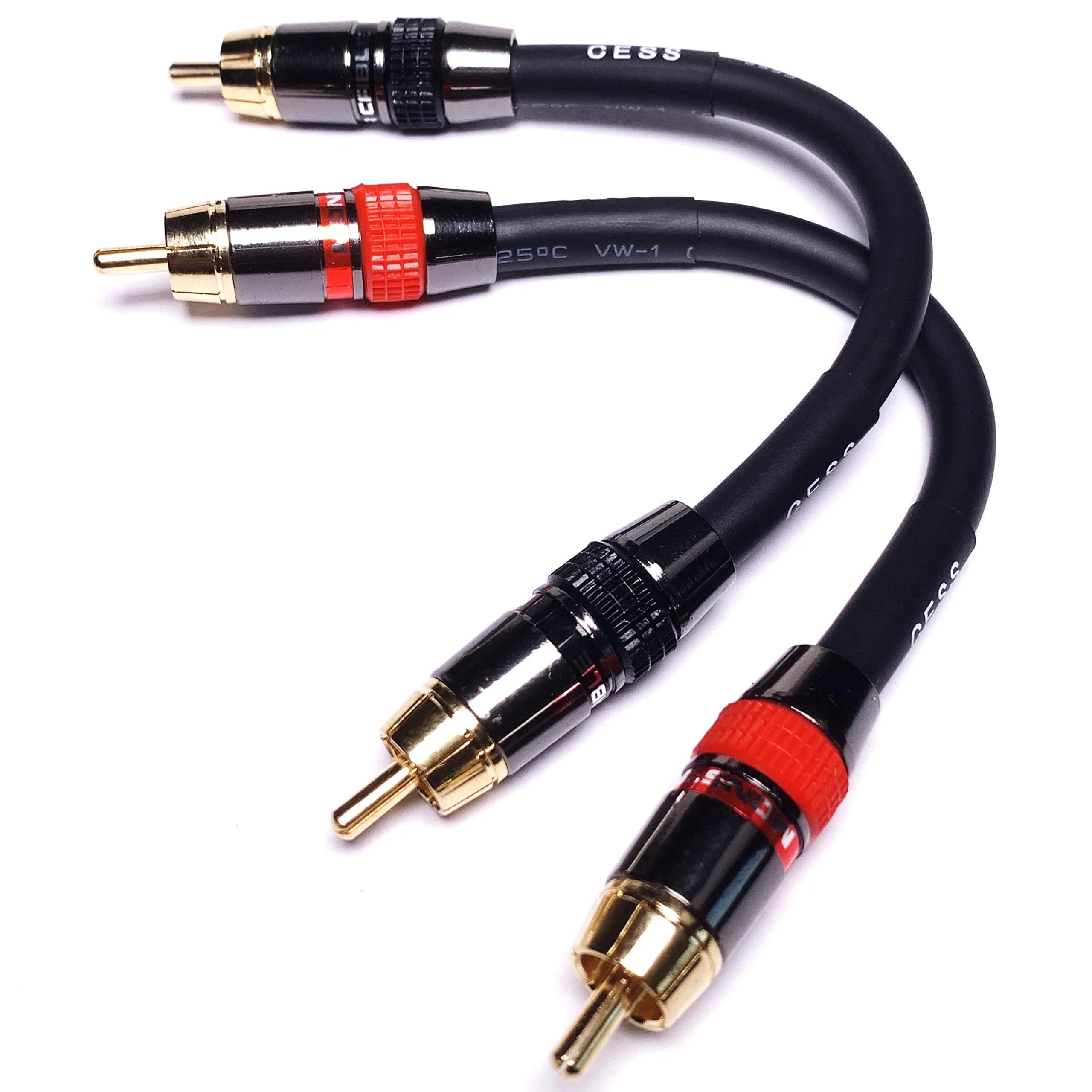 CNCESS Low Noise 12 Gauge Premium RCA Audio Cable 0.3m (1 Foot) | Shielded for EMI/RFI Protection — 4 inches
