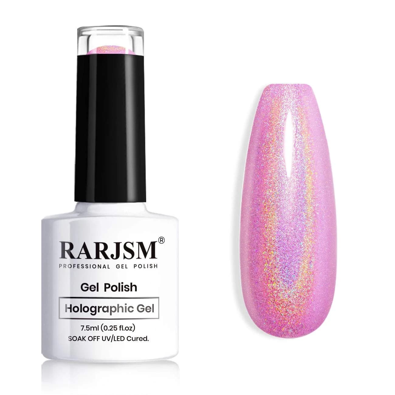 RARJSM Holographic Gel Nail Polish Rose Gold RAR73 7.5ml (0.25 Fl Oz) | Mermaid Unicorn Effect Glitter — RAR70