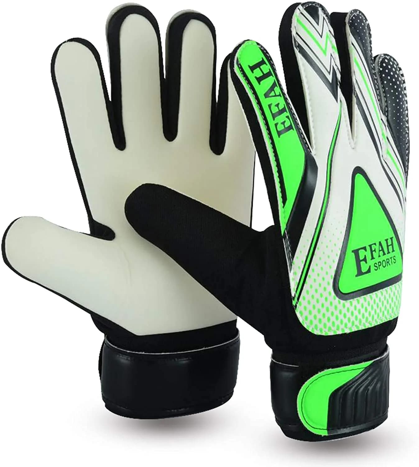 EFAH SPORTS Goalie Goalkeeper Gloves for Kids Youth Size 5 Black/Green | Breathable Mesh & Extra Grip - main product image