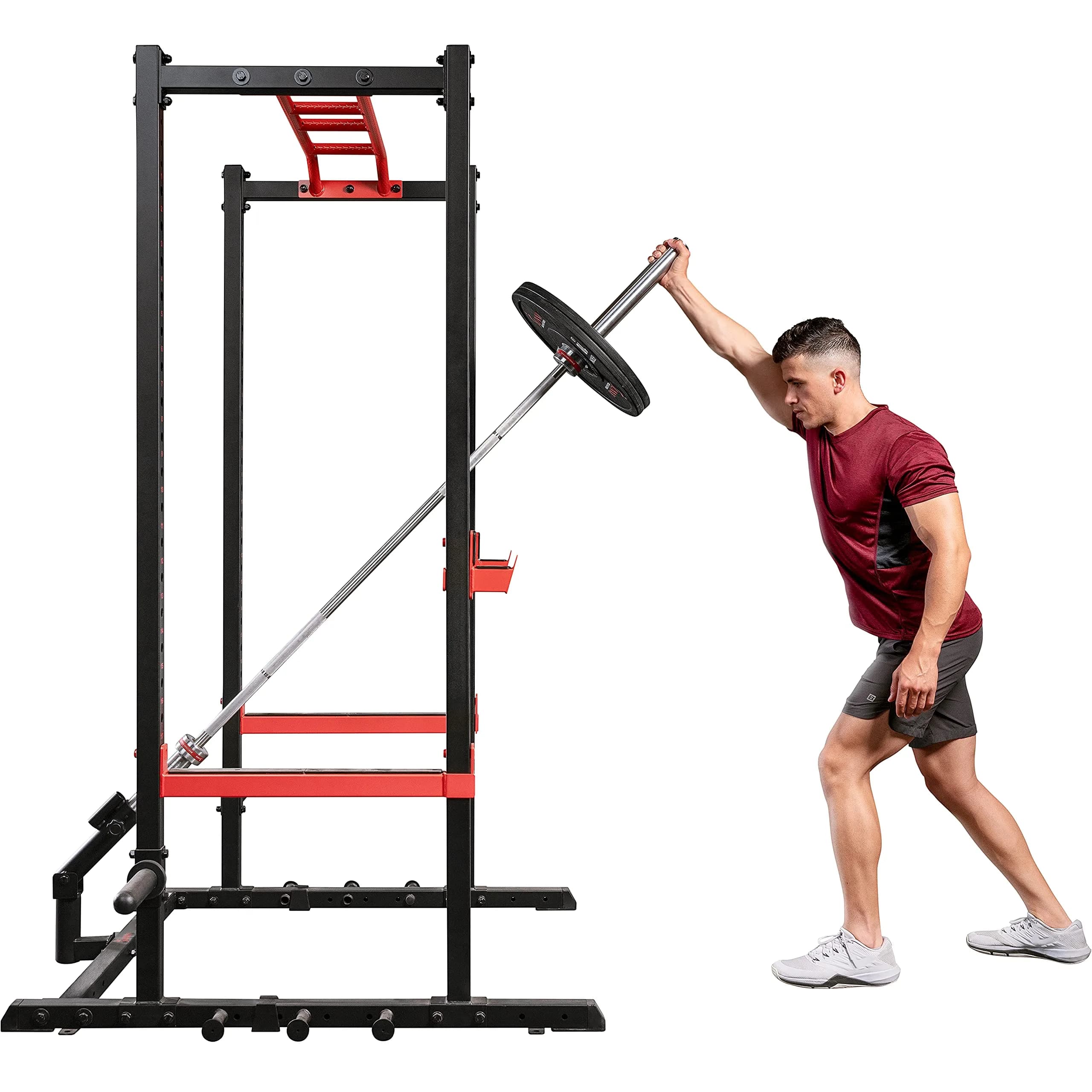 Sunny Health & Fitness Landmine Attachment for Power Racks SF-XFA004 | 360° Swivel, Full-Body Training, Fits 1" & 2" Bars - main product image