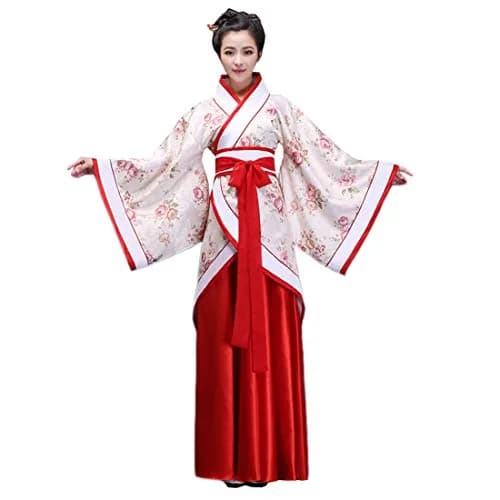 Ez-sofei Women Chinese Traditional Hanfu Costume for Stage Performance (S, Flower+Red) | Elegant Ancient Dress thumbnail 1