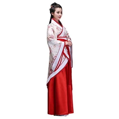 Ez-sofei Women Chinese Traditional Hanfu Costume for Stage Performance (S, Flower+Red) | Elegant Ancient Dress thumbnail 2