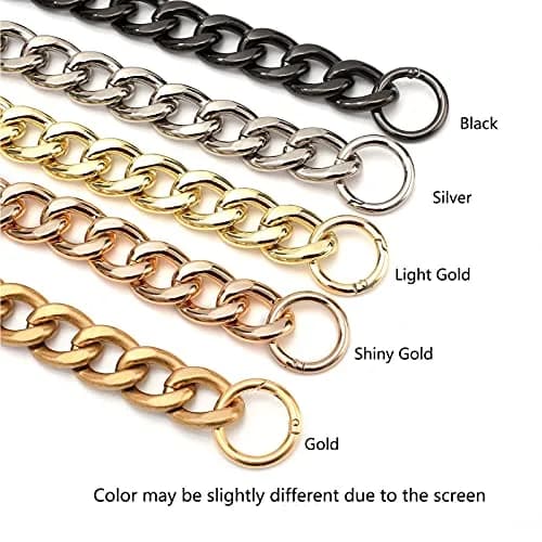 Xiazw Heavy Chunky Aluminum Metal Purse Handle Bag Chain Strap Replacement 23 inches (58.42 cm) | Punk Design with Snap Hooks thumbnail 4