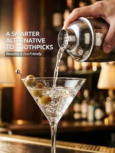 Demigo Cocktail Picks Set of 8 | Stainless Steel Reusable Martini Picks for Elegant Drinks thumbnail 4