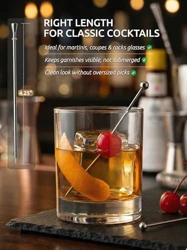 Demigo Cocktail Picks Set of 8 | Stainless Steel Reusable Martini Picks for Elegant Drinks thumbnail 3