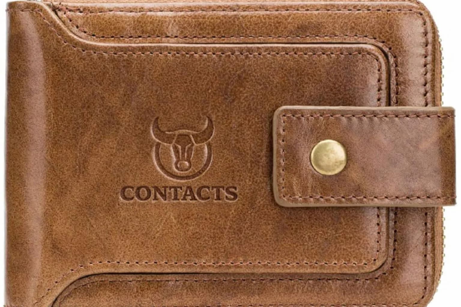 Contacts Men's Genuine Leather Wallet | RFID Blocking Slim Bifold | 8 Card Slots, Beige