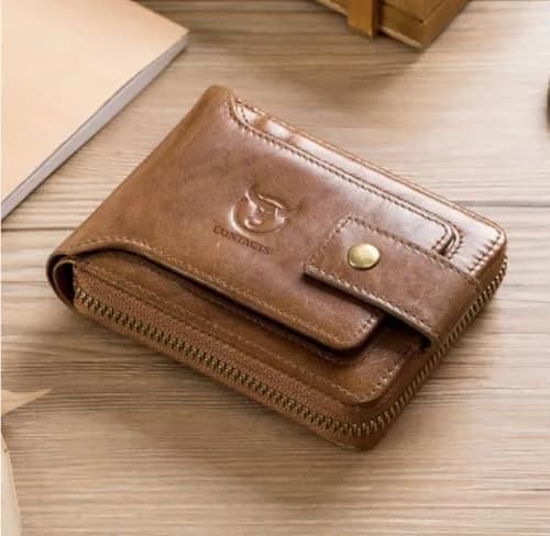 Contacts Men's Genuine Leather Wallet | RFID Blocking Slim Bifold | 8 Card Slots, Beige thumbnail 6