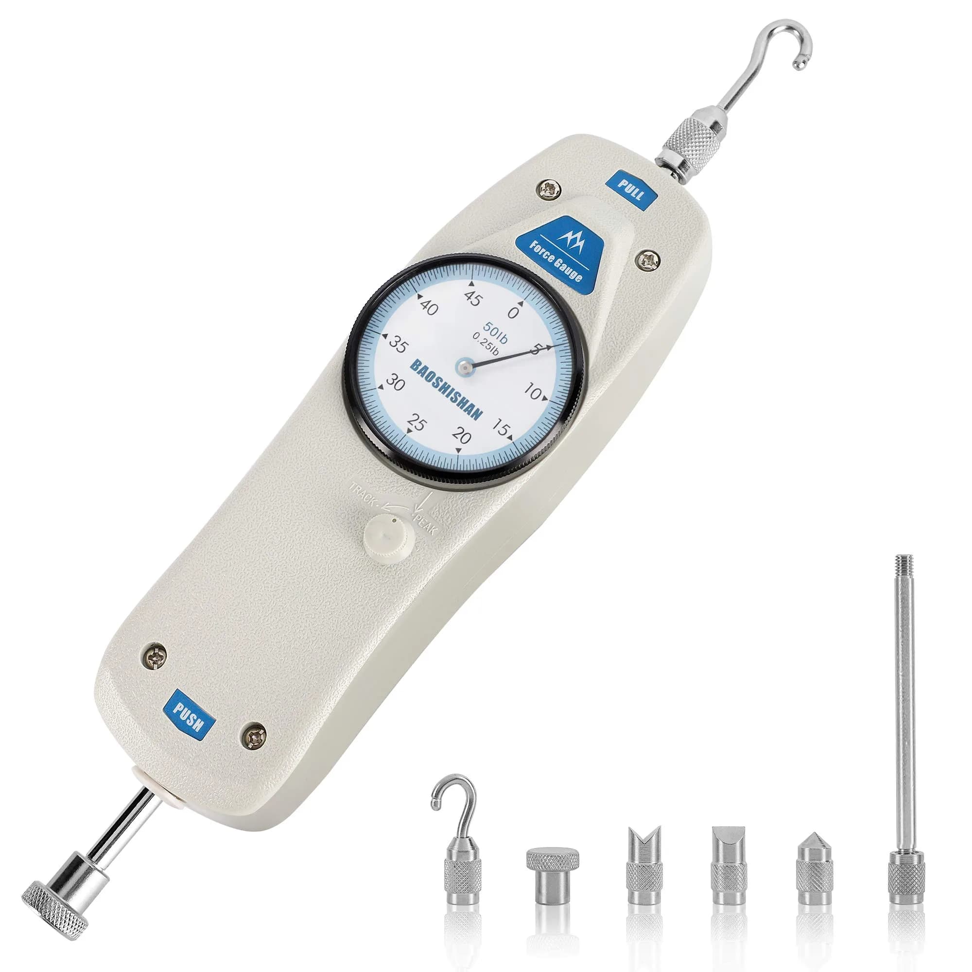 BAOSHISHAN 50lb Push Pull Force Gauge with Calibration Certificate & Carrying Case | Measures Force Up to 22.7 kg (50 lb) - main product image