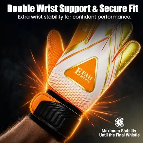 EFAH SPORTS Goalkeeper Gloves for Kids Boys Youth Size 5 (Orange) | Breathable & Adjustable Wrist Support thumbnail 3