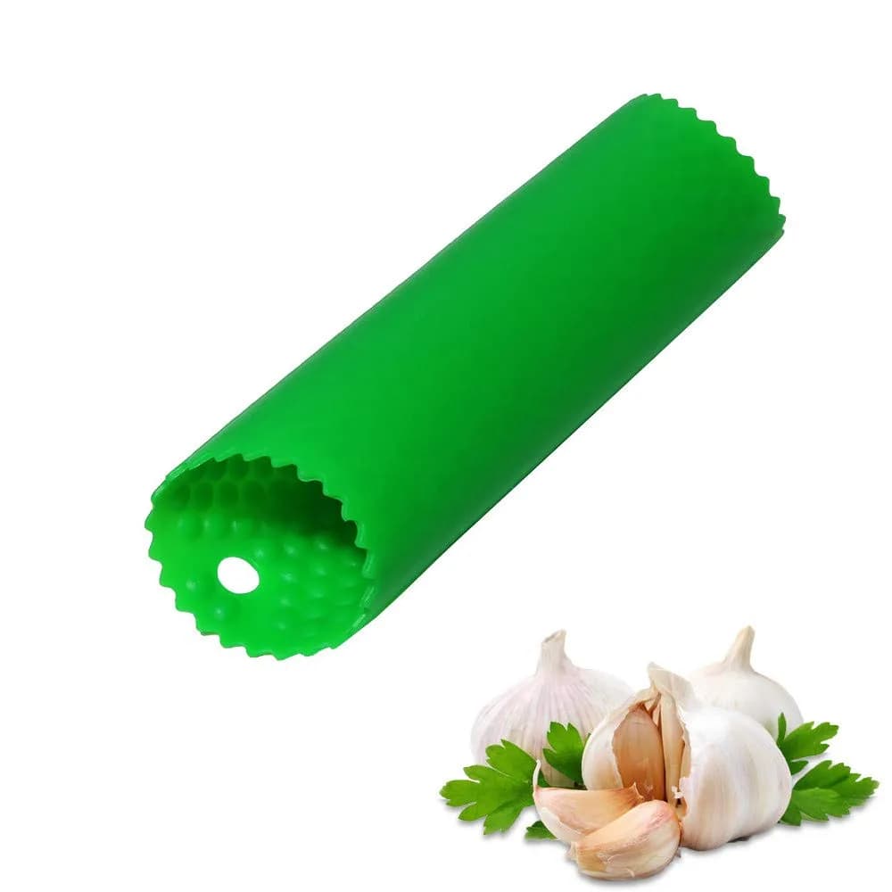 Sinnsally Silicone Garlic Peeler Roller Keeper 5.5 inches (1.4 inches Width) | Easy Quick Garlic Skin Remover — Green