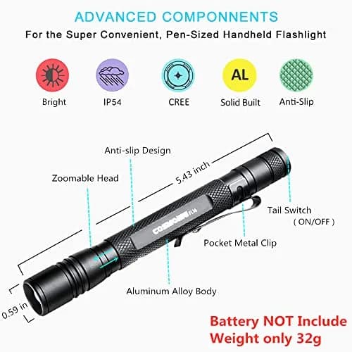 COSMOING 395nm Zoomable UV Blacklight Flashlight 3-Pack | Detects Invisible Pet Stains & Counterfeit Ink thumbnail 3