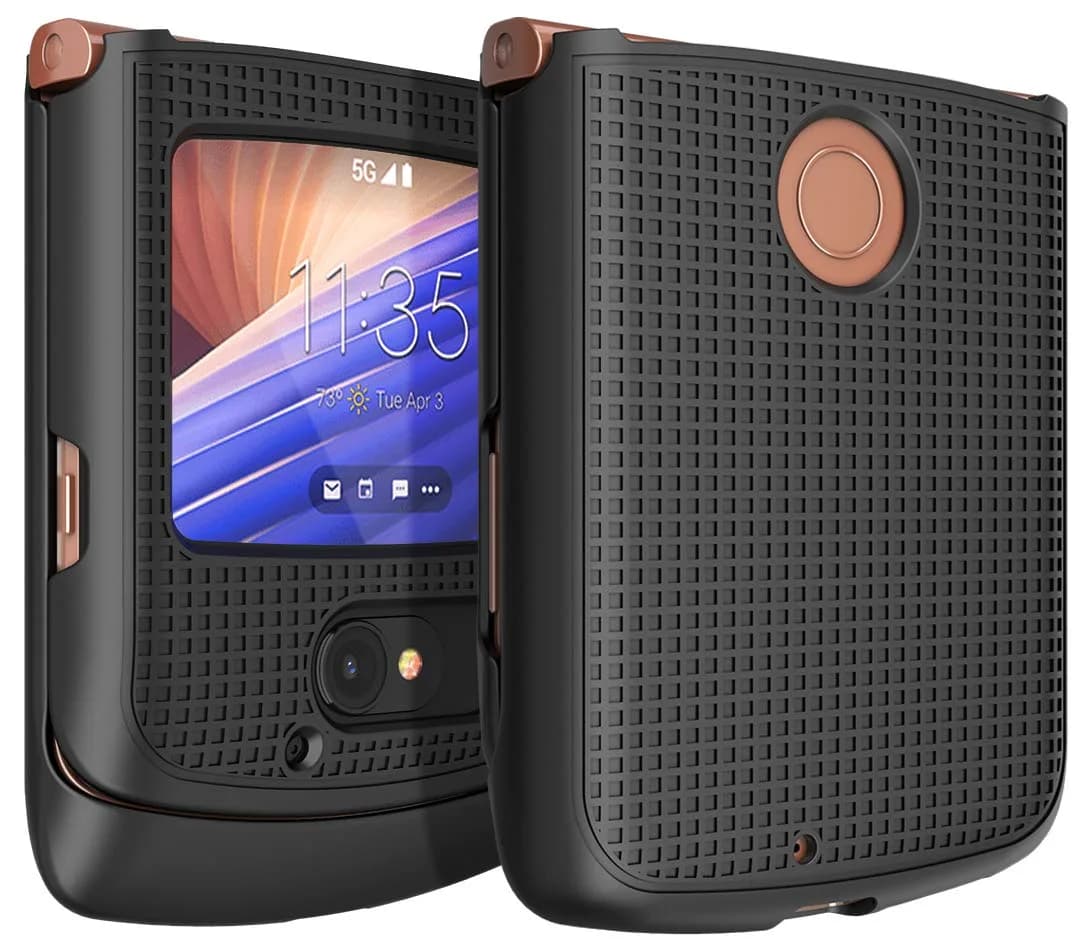 Nakedcellphone Black Grid Series Flip Phone Case for Motorola RAZR 5G (2020) | Slim Hard Shell Cover - main product image