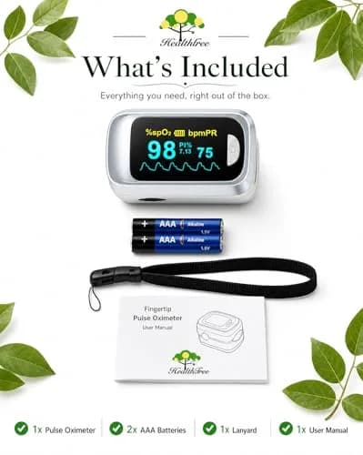 HealthTree Fingertip Pulse Oximeter & Heart Rate Monitor | 70%-100% SpO2, +/-2% Accuracy thumbnail 8