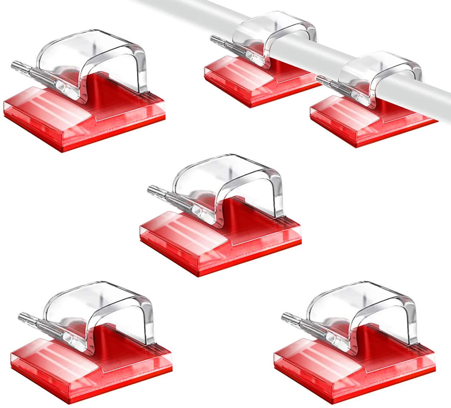 SOULWIT Clear Self Adhesive Cable Management Clips 50 Pcs | Organize Wires on Desks and Walls