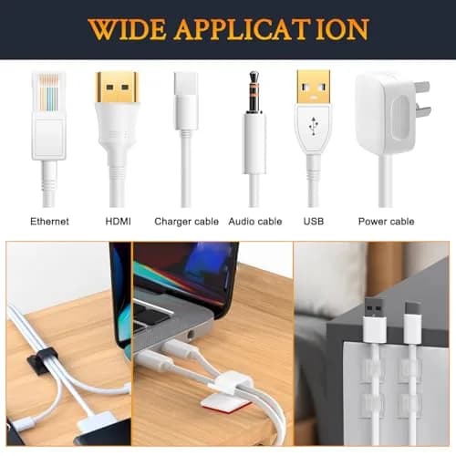 SOULWIT Clear Self Adhesive Cable Management Clips 50 Pcs | Organize Wires on Desks and Walls thumbnail 5