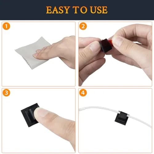SOULWIT Clear Self Adhesive Cable Management Clips 50 Pcs | Organize Wires on Desks and Walls thumbnail 7