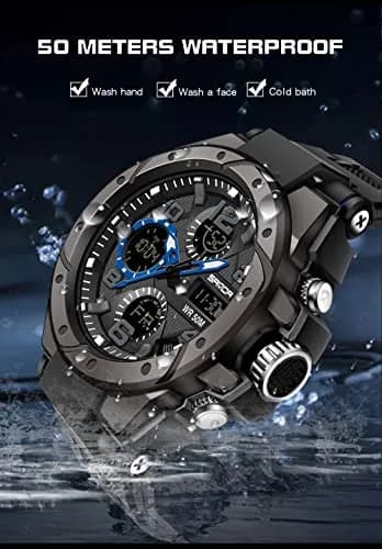 AIMES Men's Military Tactical Watch 53mm (2.1 inch) | Dual Time Zone Analog-Digital Display thumbnail 4