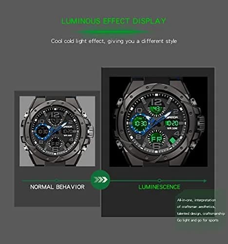 AIMES Men's Military Tactical Watch 53mm (2.1 inch) | Dual Time Zone Analog-Digital Display thumbnail 3