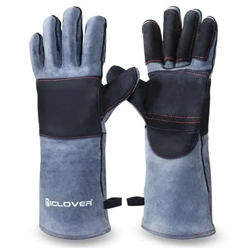 IC ICLOVER Animal Handling Gloves Large 16-inch (40.64cm) | Snake Bite Proof Double Leather for Men thumbnail 1