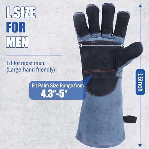 IC ICLOVER Animal Handling Gloves Large 16-inch (40.64cm) | Snake Bite Proof Double Leather for Men thumbnail 2
