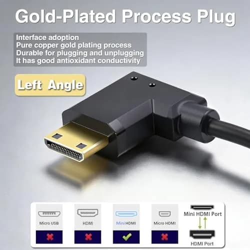 Duttek Thin Mini HDMI to HDMI Coiled Cable 1.2m (1-4ft) | 4K@60Hz Ultra Slim Flexible Angled Cable for Cameras, Tablets, HDTVs thumbnail 3