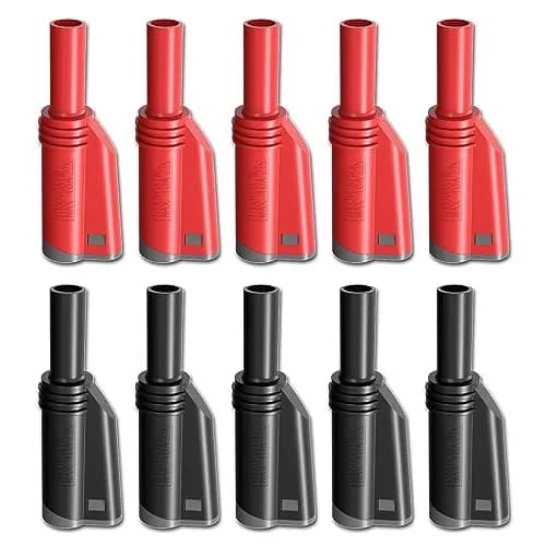 Goupchn 4mm Stackable Shrouded Banana Plugs, Red Black 10PCS | Solderless Screw Fixation, DIY Connectors thumbnail 1