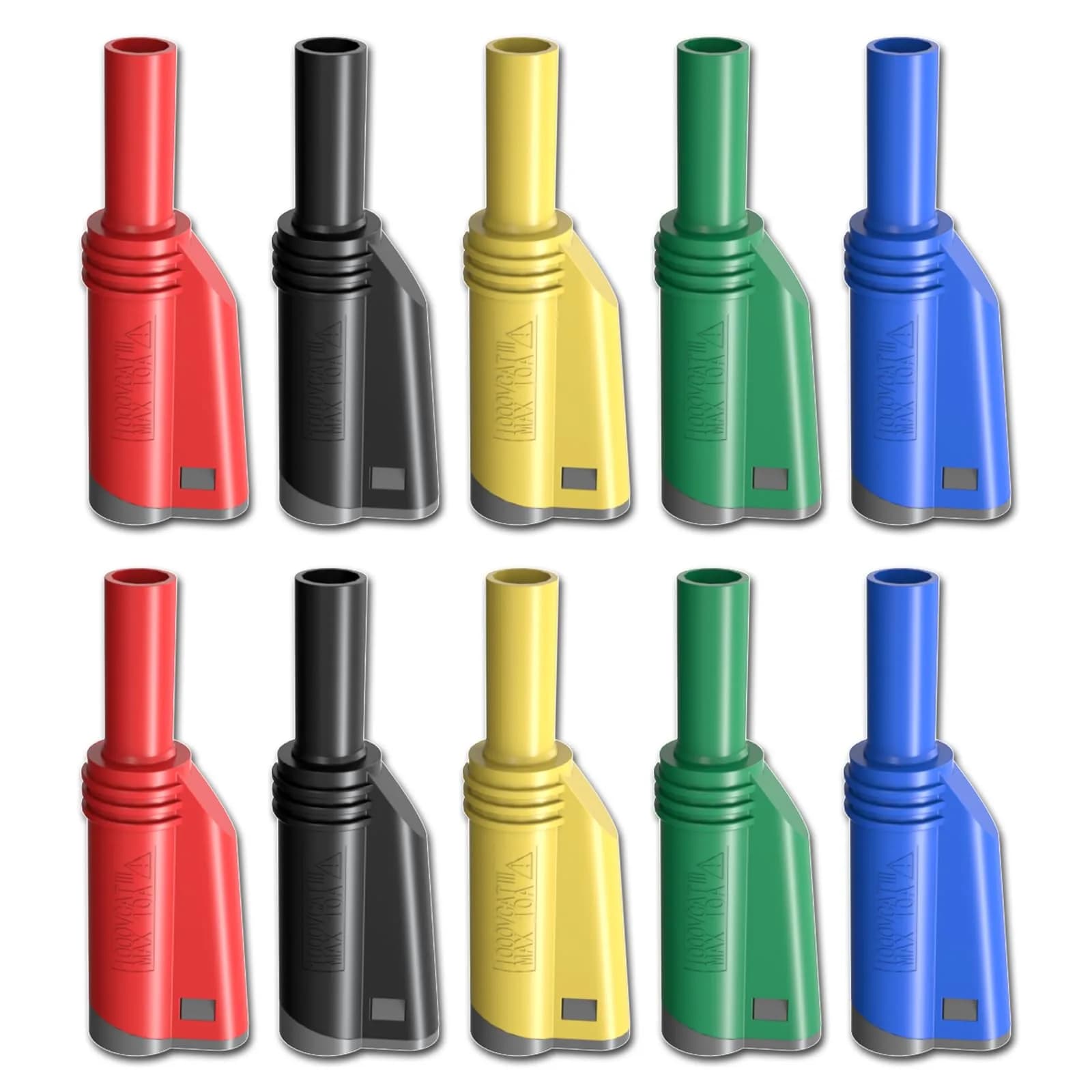 Goupchn 4mm Stackable Banana Plugs, 10PCS (5 Colors) | Solderless Screw Fixation for DIY Electrical Connectors - main product image