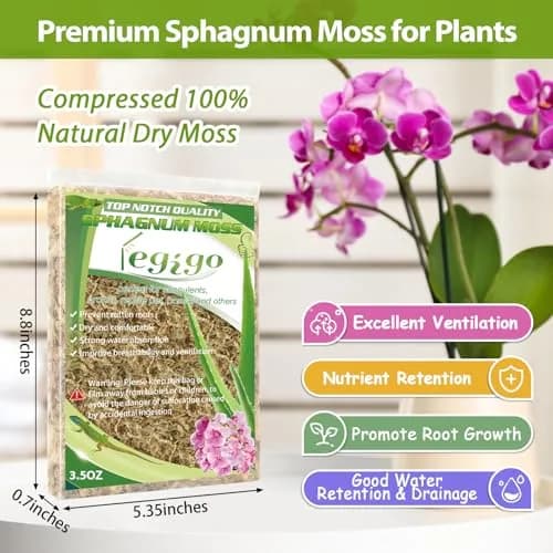 Legigo 4 QT Natural Sphagnum Moss Potting Mix | Moisture-Retentive for Orchids & Carnivorous Plants thumbnail 2