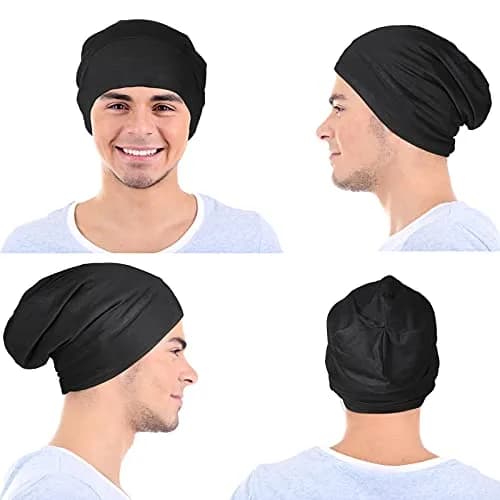 Geyoga Silk Satin Bonnet for Men 2 Pack | Adjustable Elastic Band for Curly Hair thumbnail 5