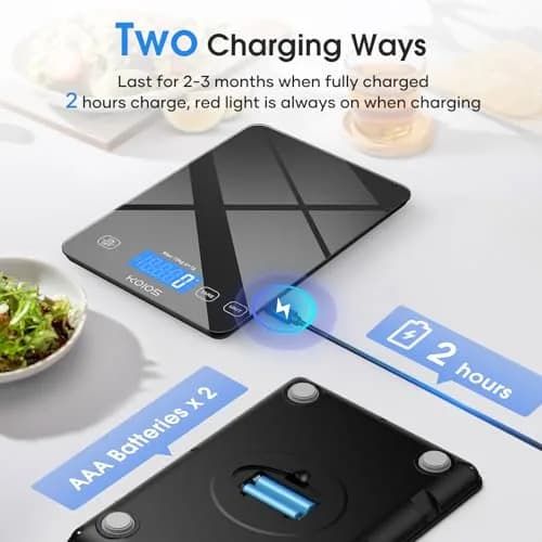 KOIOS Black 33lb (15kg) Digital Kitchen Scale | Precision Weighing for Baking & Cooking thumbnail 5
