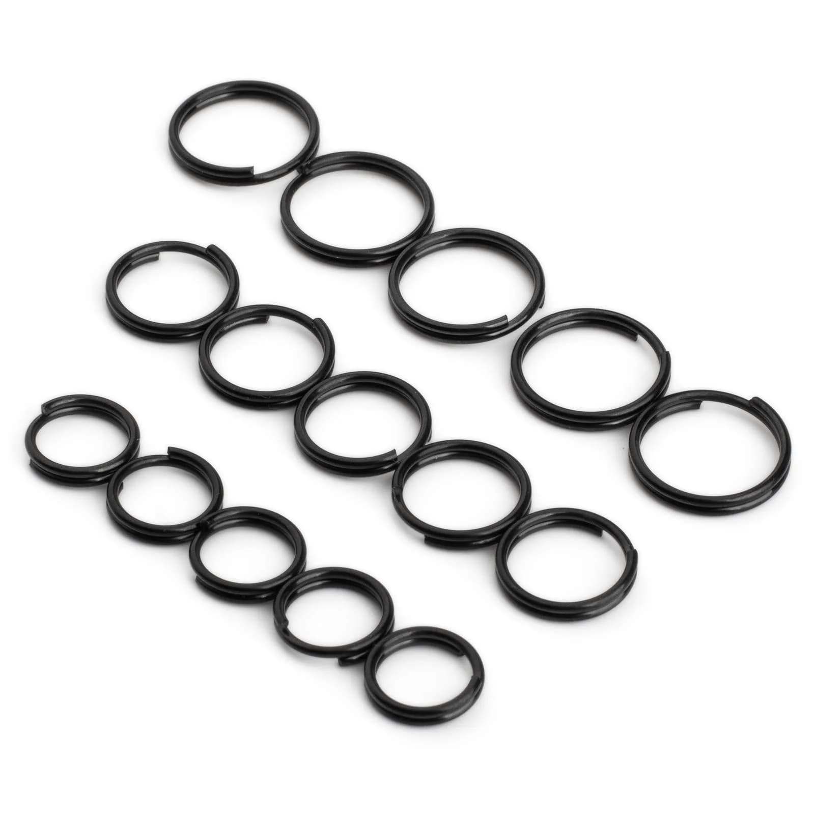 FEGVE TC4 Titanium Split Key Rings Set, 15 pcs Black-Plated Jump Rings for Keys & Jewelry DIY | Rustproof & Durable