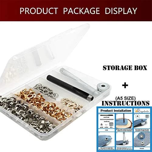 Raydodo 1/4 Inch Brass Grommet Kit with Tool | Durable DIY Fasteners for Crafts & Sewing thumbnail 7