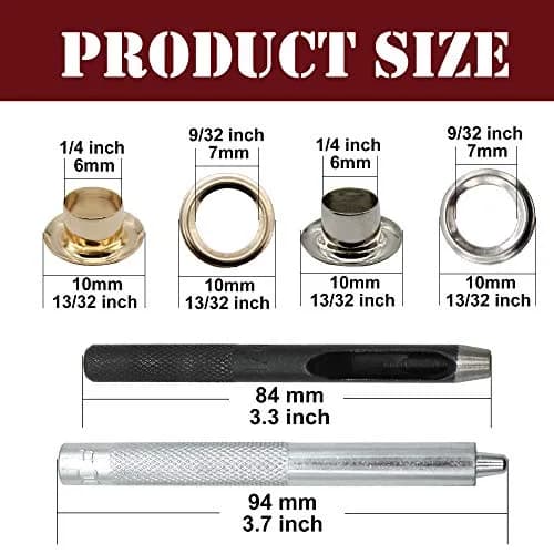 Raydodo 1/4 Inch Brass Grommet Kit with Tool | Durable DIY Fasteners for Crafts & Sewing thumbnail 2
