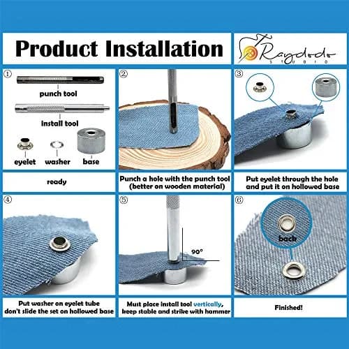 Raydodo 3/16 Inch Brass Grommet Kit with Tool | DIY Crafts & Repairs in India thumbnail 3
