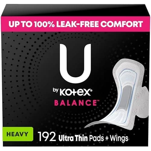 U by Kotex Clean & Secure Ultra Thin Pads with Wings, Heavy Absorbency, 192 Count (6 Packs of 32) | Dermatologist Tested thumbnail 1