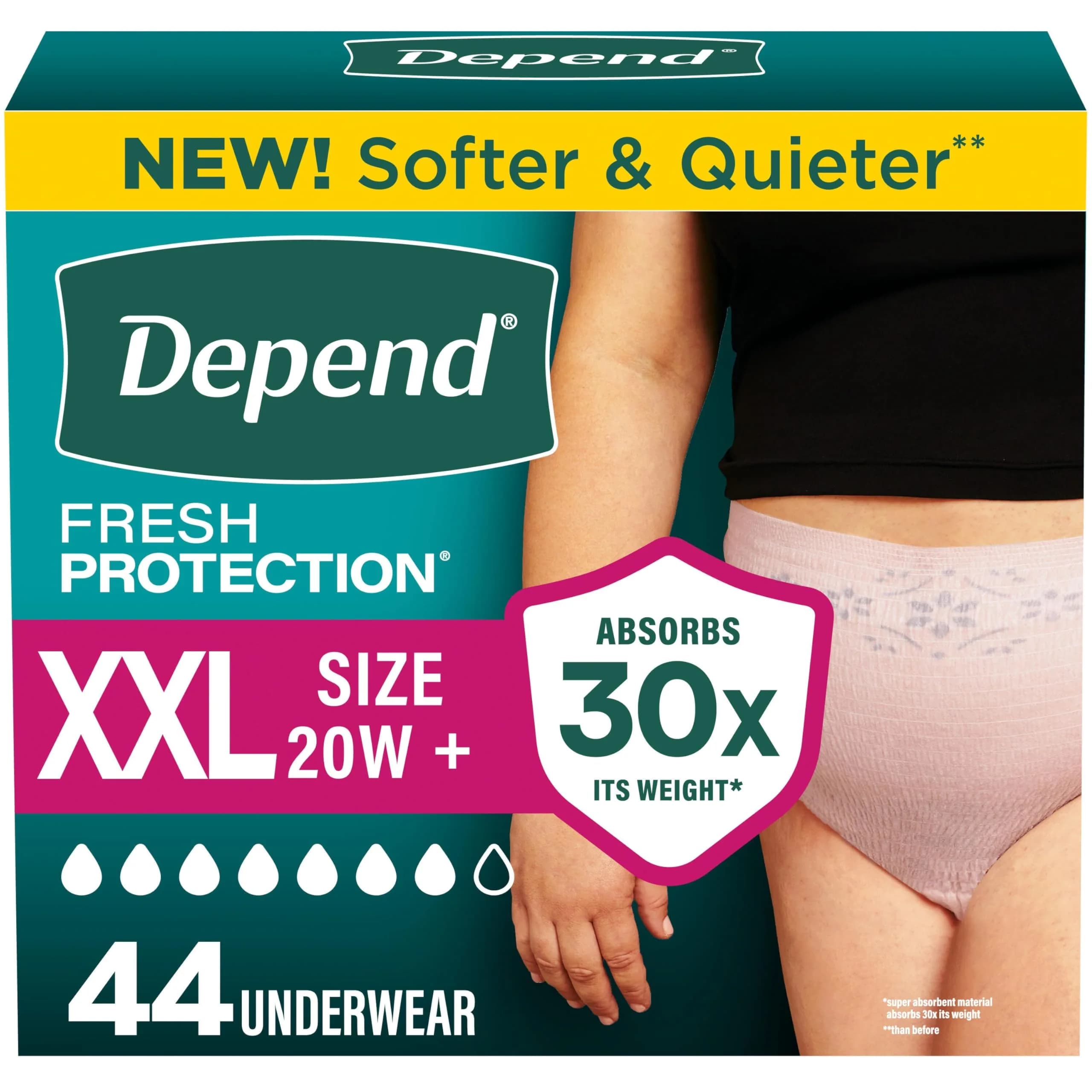Depend Fresh Protection Adult Diapers for Women XXL | Ultra-Absorbent, Odorless Comfort