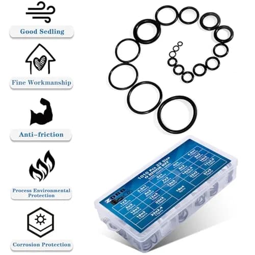 ZDBB 1010 Pcs Rubber O Ring Kit 22 Metric Sizes | Oil & Heat Resistant Nitrile Rubber Assortment thumbnail 4